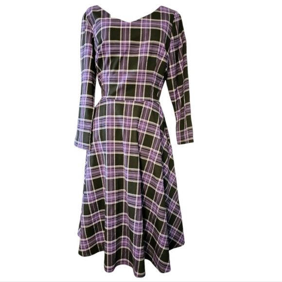 Pinup Couture Celia Dress in Purple Plaid - Picture 6 of 11